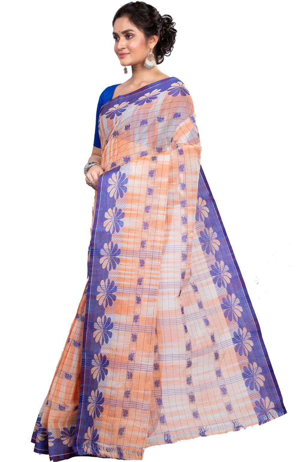 Light Orange Pure Cotton KotkiTat Tant Saree (892)